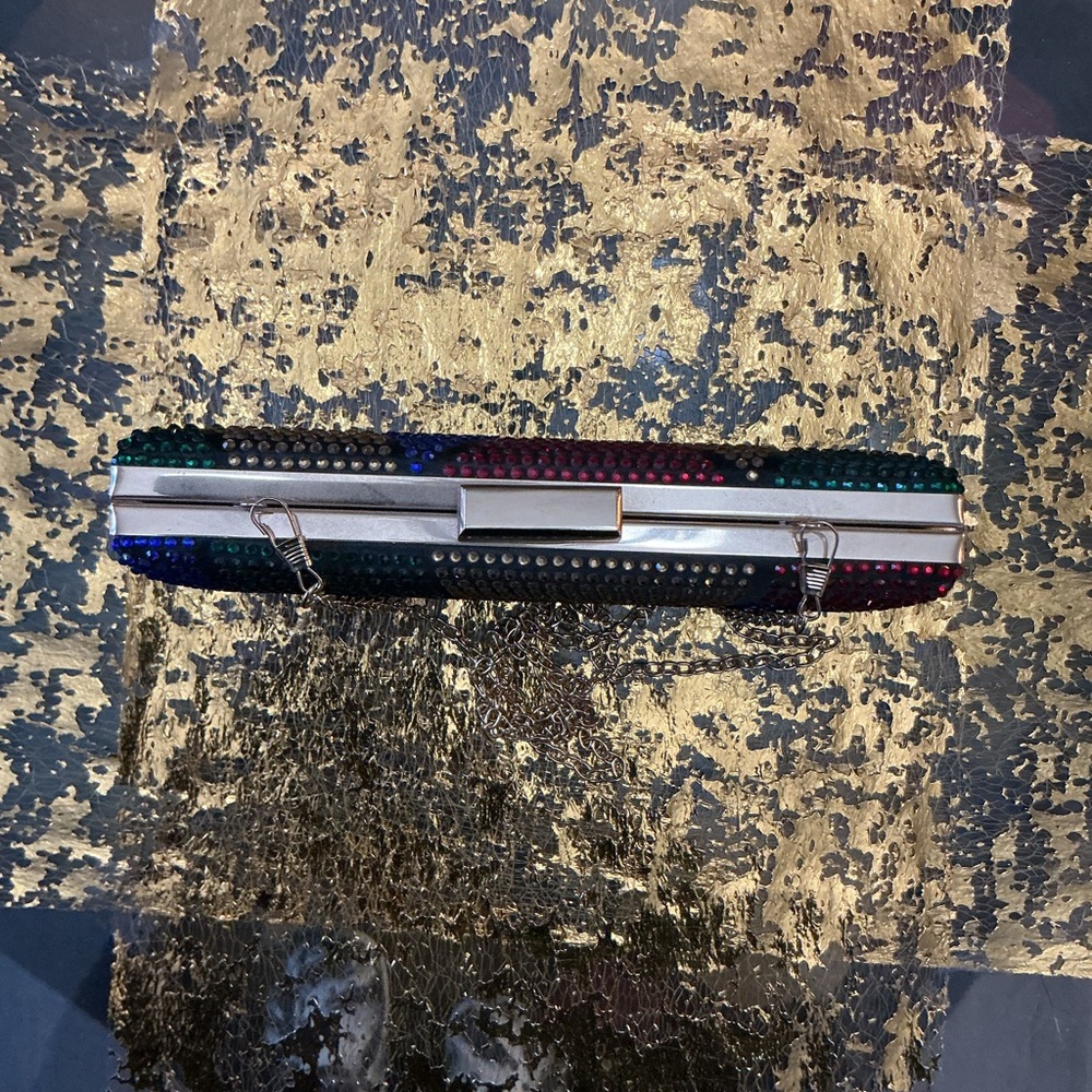 Multicolor Geometric Rhinestone Clutch - Picture 3 of 4